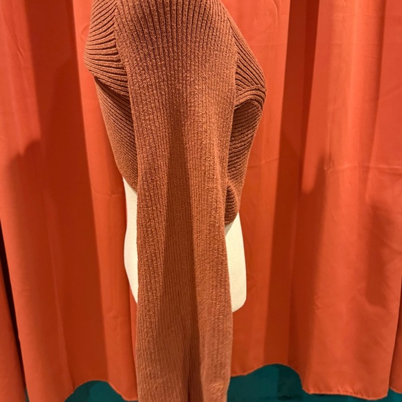 Rust Ribbed Wrap Sweater - Picture 5 of 8